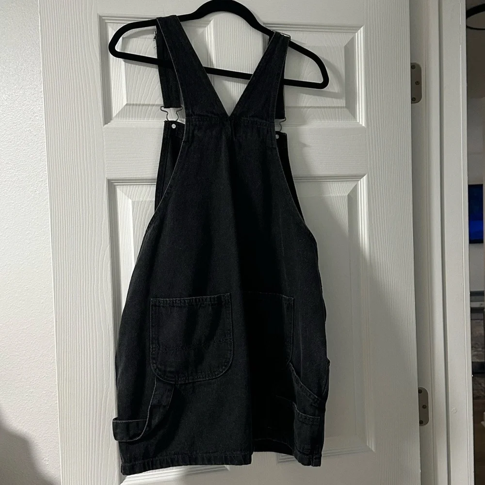 Cotton On Black Denim Utility Overall Shorts Size 10